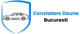 Logo-ul site-ului constatare daune bucuresti. ilustratia unei masini in culoare neagra inauntru unui scut. langa apare scrisul "Constatare Daune Bucuresti"